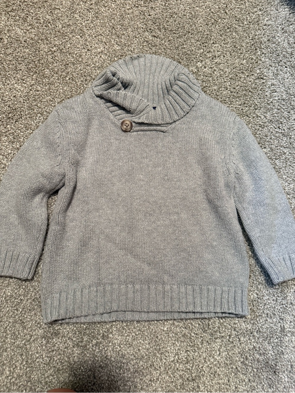 Cherokee Light Gray Shawl Collar Button Pullover Sweater